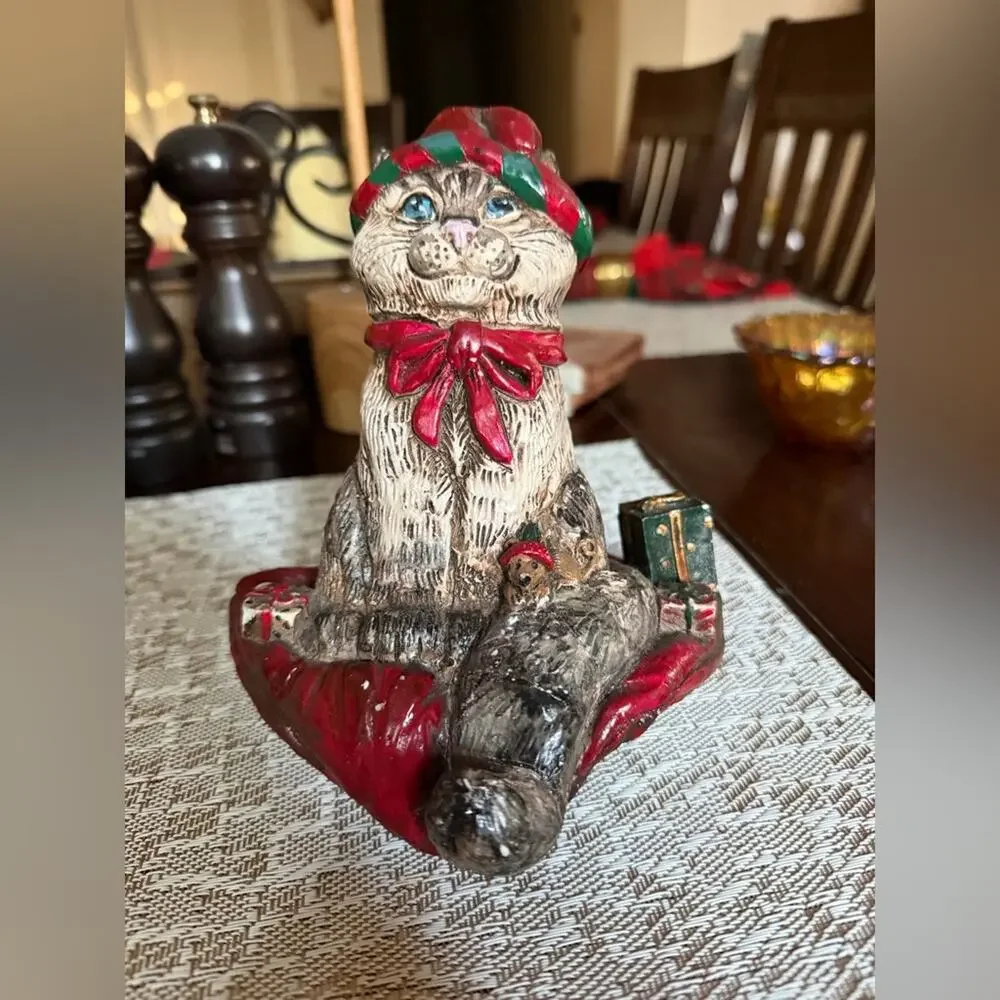 Stone Bunny Christmas Cat stocking holder 7